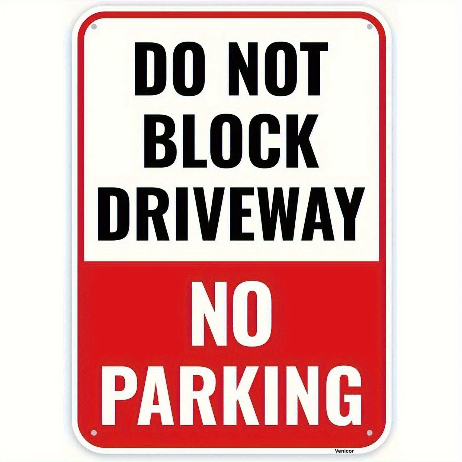 1pc "No Parking Do Not Driveway" Heavy Duty Aluminum Outdoor Warning Sign with Large Lettering Retro Wall Mounted Driveway Decor Suitable for Home Business and Holiday Decorations