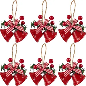 6PCS 3inch Red Christmas Bells, Tree Hanging Ornament Metal Jingle Bells for Christmas Holiday Decoration