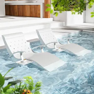 Pool Lounger Aluminum Patio Chaise Tanning Lounge Chair with Tray & Towel Sun Lounge Chairs Outdoor for Backyard Poolside Wading Area