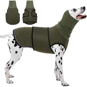 Soft Dog Anxiety Calming Hoodie with Ear Cover, Breathable Thunder Jacket for Large Dogs, Comfort Dog Anxiety Relief Wrap for Separation, Thunder, Fireworks, Travel, Army Green XL
