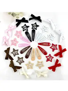 45pcs Y2K Star Metal Snap Hair Clips, Cute Bow Hair Clip, Multi Color Versatile Hair Accessories for Women, Minimalist Style, Super Cute Clips