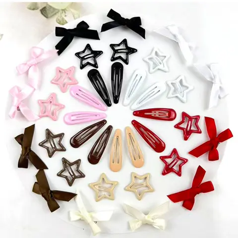 18/27/36/45PcsY2K Star Metal Snap Hair Clips, Cute Bow Hair Clip, Multi Color, Versatile Hair Accessories for Women, Minimalist Style, Elegant Design, Hair Clip Set