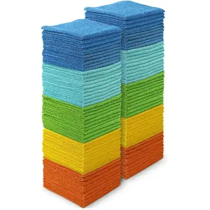 Microfiber Cleaning Cloths, 100PK, Soft Absorbent Rags for Cleaning, Lint Free Towels, Kitchen Towels, Microfiber Dusting Cloth for Home, Car, Window, Cleaning Supplies, 12"×12"