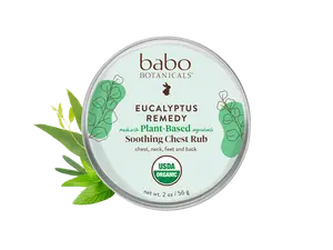 Babo Botanicals Eucalyptus Remedy Soothing Chest Rub – Made with Plant-Based Ingredients – Chest, Neck, Feet and Back – USDA Organic – net wt. 2 oz (56 g)
