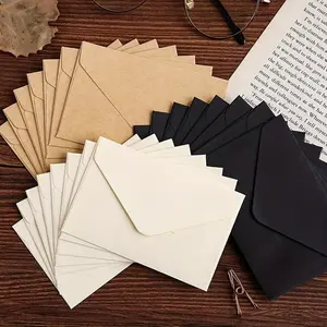 20pcs Invitation Envelopes, Brown Kraft/ Black/ White Invitation Envelopes Used For Weddings, Invitations, Office, 4.13*2.75in