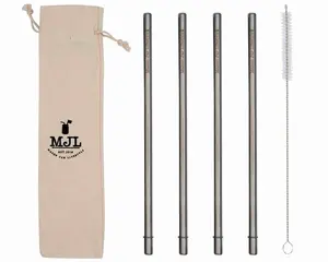 Long 9" Safer Rounded End Stainless Steel Straw for Quart Mason Jars