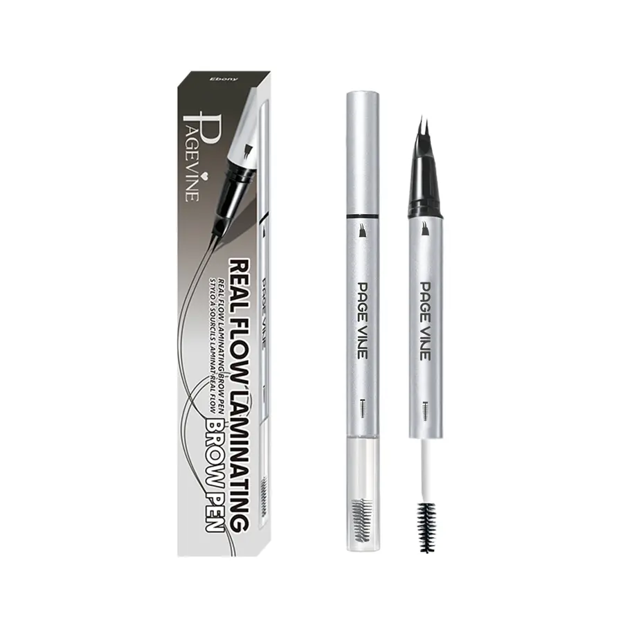 2-in-1 Microblading Pen & Brow Lamination Gel – Natural-Fill Hair-Stroke Brow Pen, Fast-Drying Clear Setting Gel for Long-Lasting Shape, Waterproof, Sweatproof, Ideal for Beginners