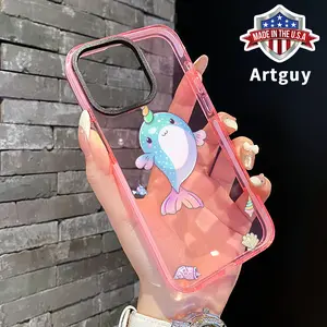 Phone Case for iPhone 16 Plus 15 Pro Max 14 13 12 11 Ocean Unicorn Pattern Non-Yellowing Shockproof Soft Silicone Transparent Cover