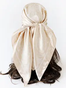 Women's Satin Silk Scarf, Classic Cashew Print Design, Spring Summer Fashion Accessory, Elegant Head Wrap for Daily Wear & Stylish, Shawl Wrap