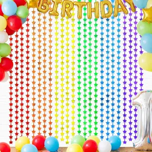 Rainbow Party Decorations, 2 Pack 3.3X6.6 ft Rainbow  Backdrop Foil Fringe Curtains, Streamers Photo Booth Props for Birthday  Graduation Cartoon Party Pride Decorations