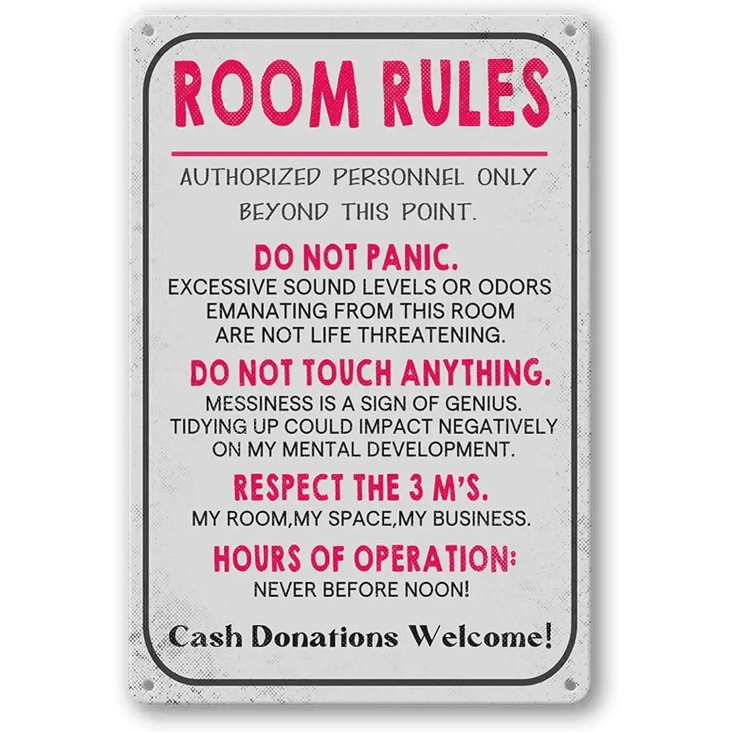 Vertical Iron Sheet Painting Room Rules Sign For Teen Girls Boy Bedroom Gaming Room Door Decor Dorm Wall Accessories Cool Fun Metal Tin Signs 12 X 8 Inches
