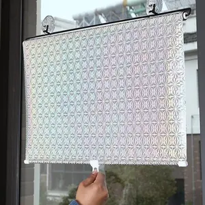 Silver Color Retractable Suction Blind Roller Shade, Easy Installation No Drilling Required, Cordless Curtain for Indoor Outdoor Use