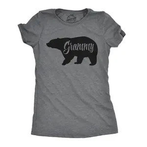 Womens Grammy Bear T shirt Cute Family Matching Funny Cool Graphic Grandma Tee Funny Womens T Shirts Cute Vintage Fashion Casual Ladies T-Shirt Gift Funny Grandma Top Women's Novelty Tees Dark Grey