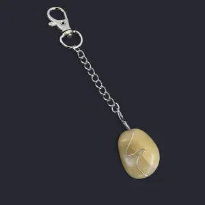 Quartz Wire Wrapped Stone Keychain