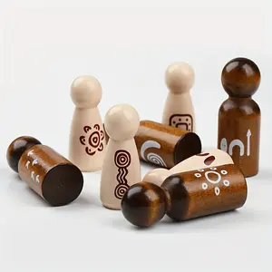 8pcs Natural Wooden Peg Dolls with Hand-Painted Designs - High-Quality, Rustic Decorative Figures for Indoor & Outdoor Use - Perfect for Crafts, Storytelling, and Imaginative Play