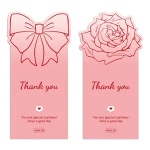 50pcs 4.7 Inch Thank You Stickers, Bow Shape Self-Adhesive Sealing Labels, Mother's Day Gift Packaging Seal Stickers, Floral Pattern Sticker