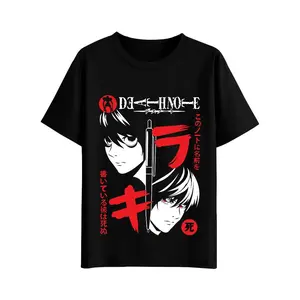 DEATH NOTE - Yagami Light L·Lawliet Crew Neck Short Sleeve Anime Graphic Print Cotton T-Shirt Unisex Breathable Streatwear Casual Pure Color Tee