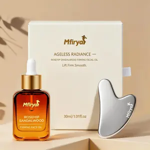 Mflrya Radiant: Premium Rosehip & Sandalwood Anti-Aging Facial Oil (30ml) - Deep Wrinkle Repair & Fine Line Smoothing - with Gua Sha Tool