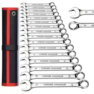 16pcs Chrome Vanadium Steel Ratchet Wrench Set, Dual Head, Anti-Slip Handle, Ergonomic Grip, Precision 72-Tooth, Multi-Function Tool, Ratchet Combination Wrenches