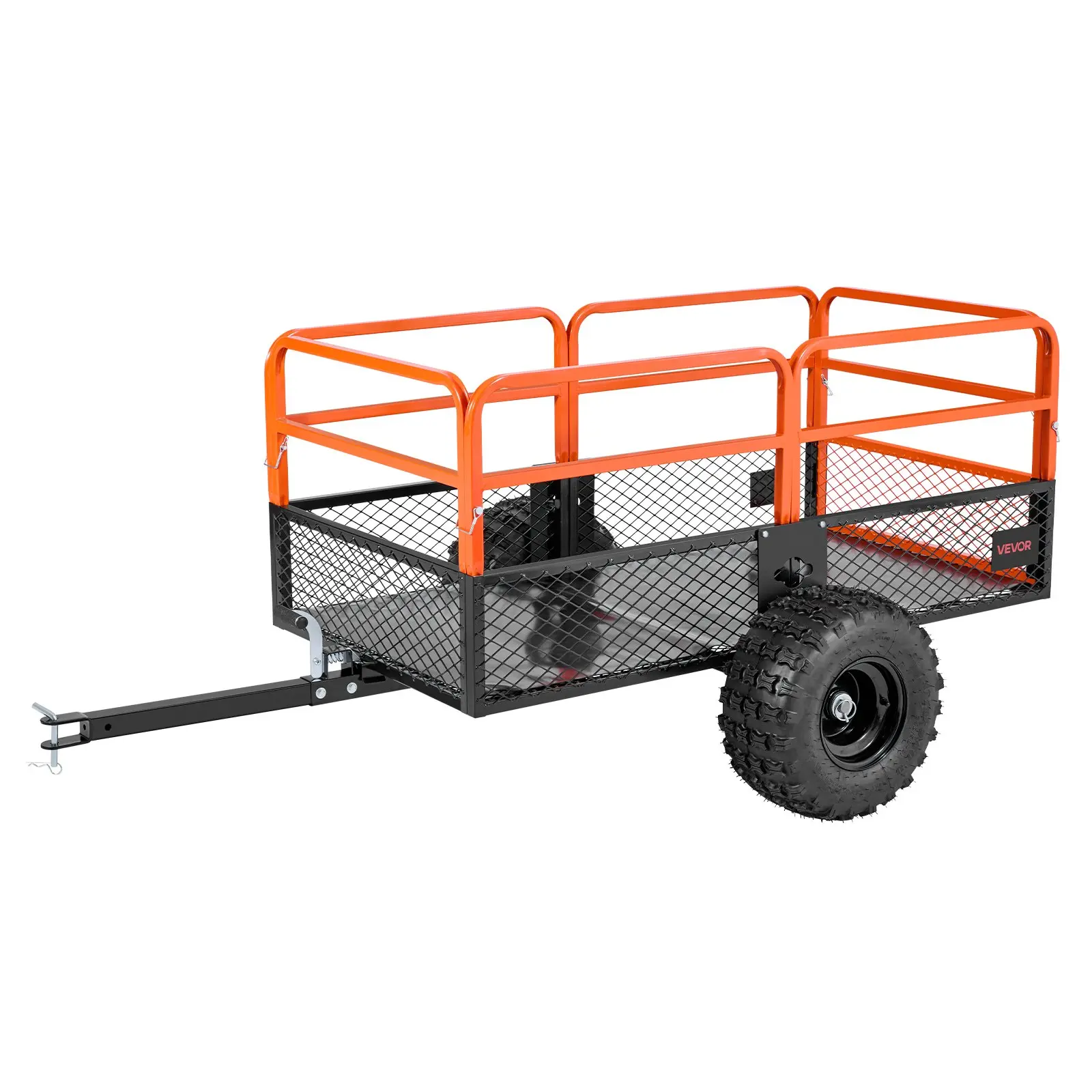 VEVOR Garden Utility Trailer, 28 Cu. Ft. 1800lbs, ATV UTV Trailer, Tow Behind Steel Dump Trailers, Removable Rear Panel, Heavy Duty Pull Behind Yard Trailers for Lawn Mower Tractor Garden Waste