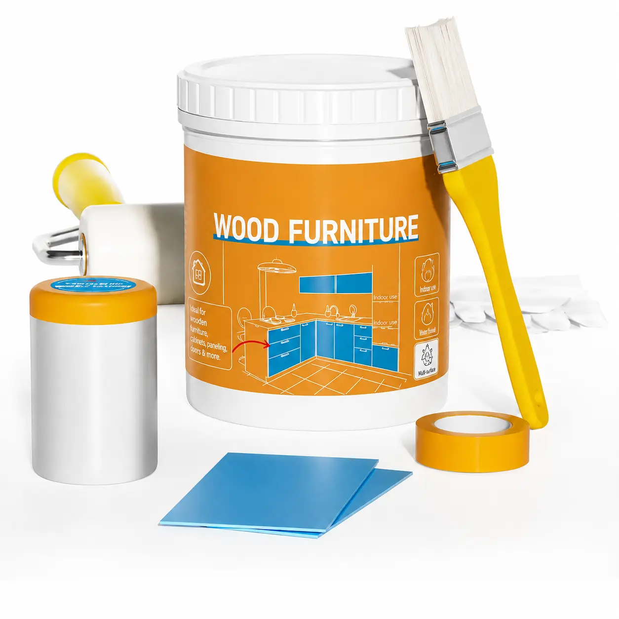 32 oz All-in-1 Matte Interior Furniture Paint Kit with Tools, Beginner-Friendly DIY Makeover Paint for Cabinets, Dressers, Tables, Chairs, Interior Paint