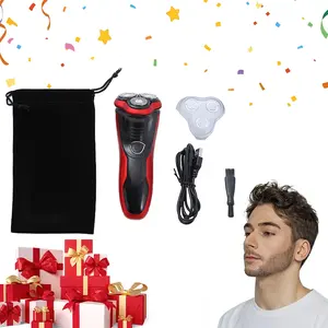 New men's wireless rotary electric shaver with pop-up trimmer, waterproof, suitable for both dry and wet use, lithium-ion battery, suitable for holiday gift giving