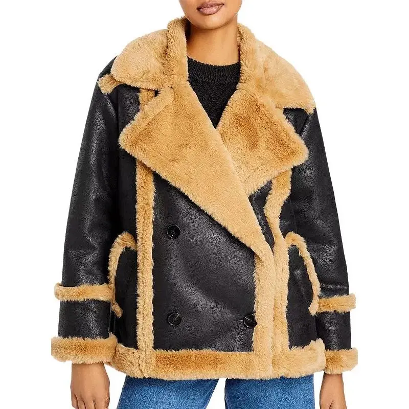 Leather Shearling Double Breasted Jacket