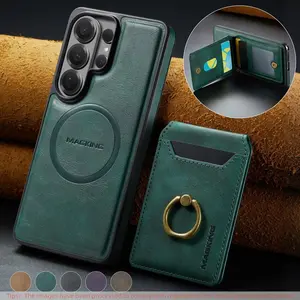 High-End Ring Card Holder Phone Case for Samsung Galaxy S26 Ultra S25 S24 S23 Ultra Plus S25edge S25fe, Wireless Charging, Stand, Credit Card Slot, Anti-Theft, Shockproof
