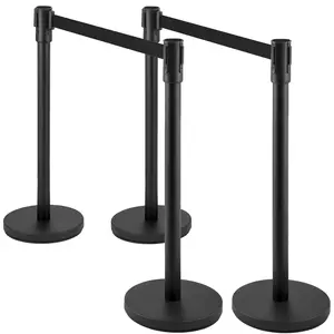 4-Pack Heavy Duty CCrowd Control Barrier 6.6Ft / 2m Retractable Belts & Metal Base for Parties, Airport Lines, Events, Weddings