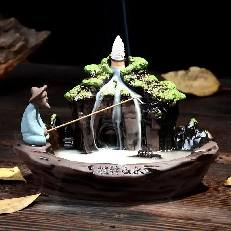 Creative Landscape Design Incense Burner, 1 Count Ceramic Incense Stick Holder, Home Decoration Supplies for Living Room Bedroom Office, Freshener, Air Fragrance Diffuser