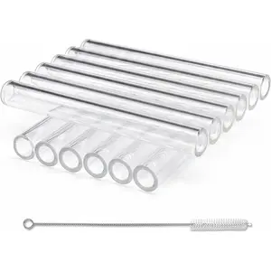 12 Pcs 4 Inch 12mm Diameter 2mm Thickness Clear Glass Tubing Borosilicate Glass Tubes with 1 Cleaning Brush for DIY Making Glass Crafts
