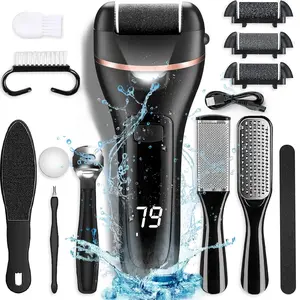 Electric Foot File, 1 Set Rechargeable Portable Pedicure Foot File Tool with Accessories, Waterproof Foot Scrubber, Professional Foot Care Tool for Home & Salon Use, Exfoliating Callus Remover, Foot Care Product