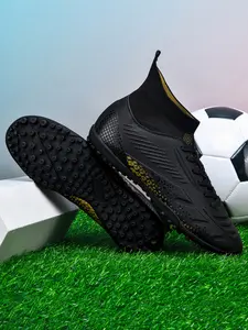 Unisex Soccer Shoes High Top TF Short Studs, Professional Training Boots for Indoor Outdoor, Lightweight Anti-Slip Rubber Sole
