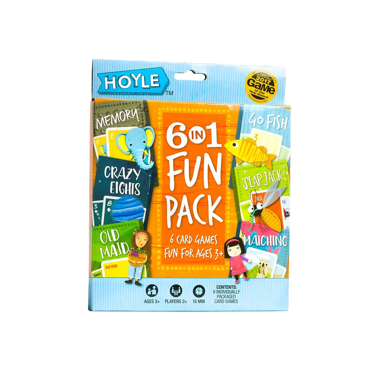 Hoyle 6-in-1 Card Games Fun Pack - Slap Jack Included - Ideal for Family Game Night, 15-Minute Quick Play, Great Gifts for Families, Suitable for Restaurants