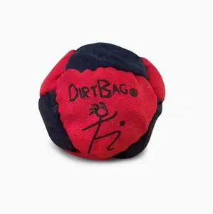 Red Black Professional 8 Panel Hacky Sack Foot Bag, Durable Synthetic Sand Filled Footbag for Advanced Intermediate Players, Perfect for Freestyle Tricks Training Practice, Indoor Outdoor Sports Game for Teens Adults