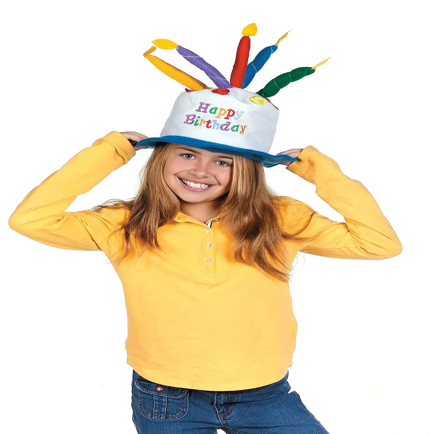 Fun Express CHILD'S BIRTHDAY CAKE W/CANDLES HAT - Apparel Accessories - 1 Piece