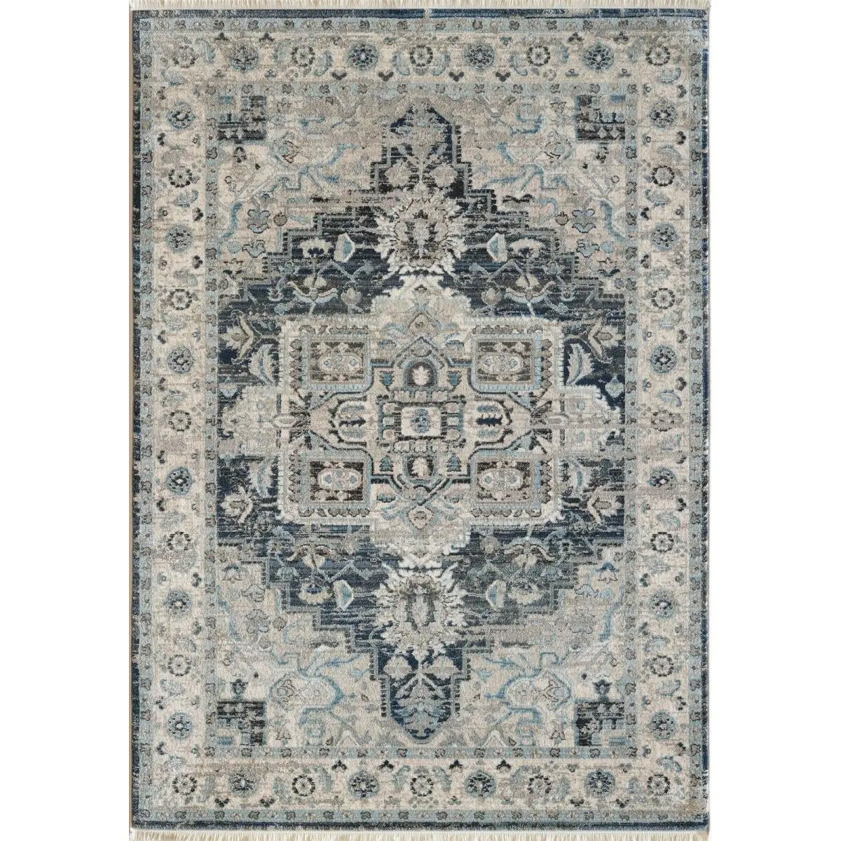 212 MAIN Juno 6882 Transitional Rectangle Home Decorative Rug - 2 ft x 3 ft 11 in, 590 Dark Blue & Cream, Home Decorative Rugs
