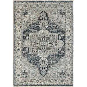 Dynamic Rugs  2 ft. x 3 ft. 11 in. Juno 6882 Rectangle Transitional Area Rug - 590 Dark Blue & Cream