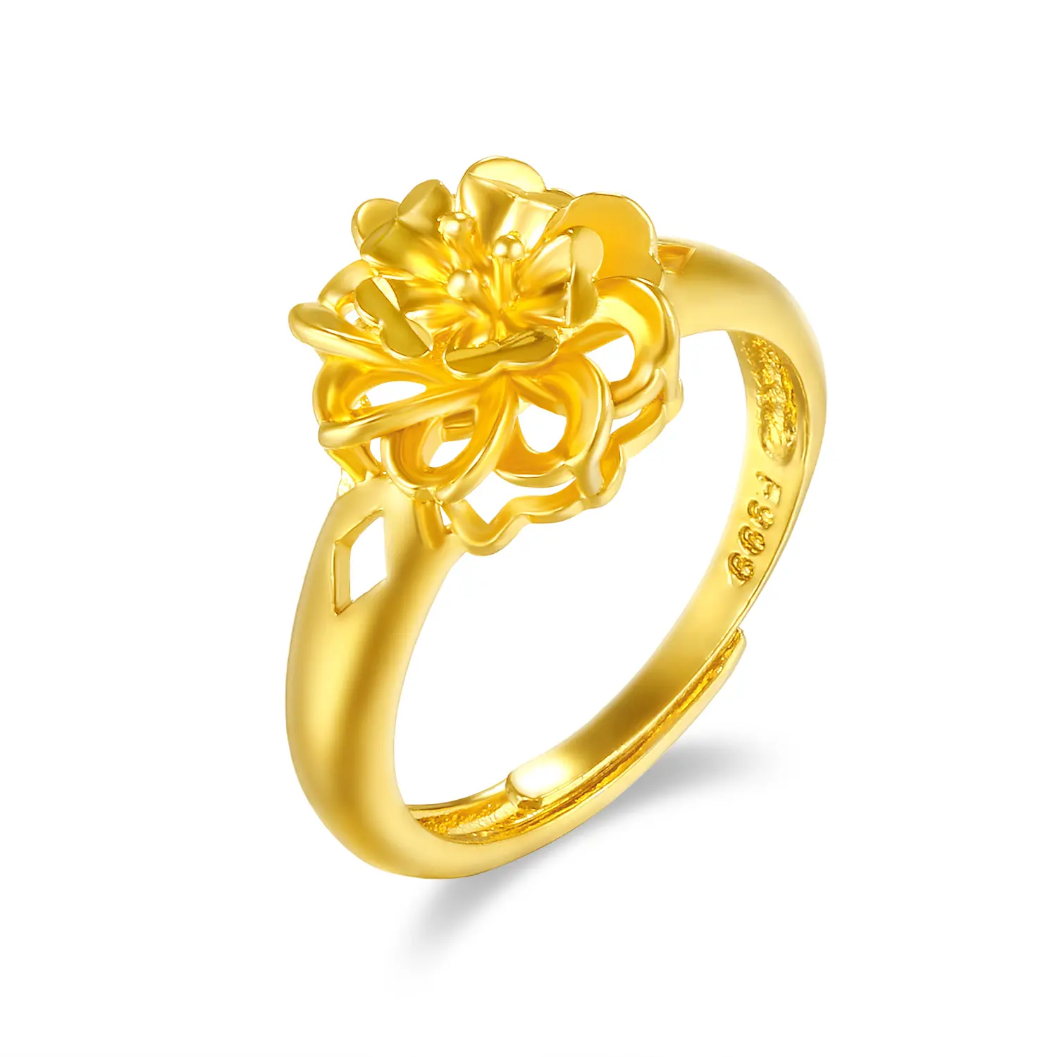 OIDEA Gold Tone Camellia Flower Open Adjustable Women's Ring Minimalist Floral Band, Flower Shape Rings, Gold Flower Rings