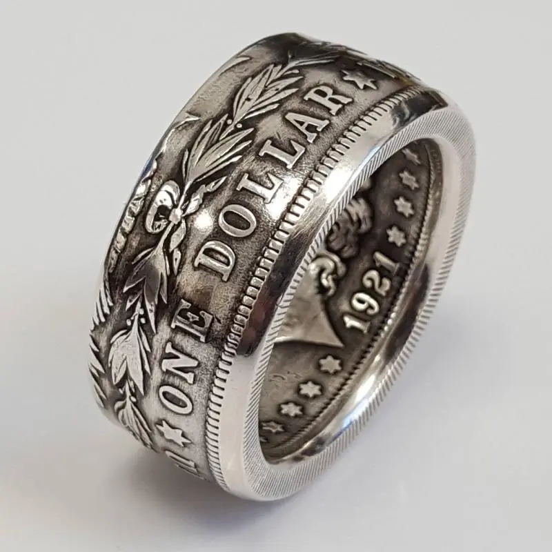 Vintage Fashion Letter Pattern Rings for Men Antique Silver Color Ring Male Wedding Band Engagement Jewelry Punk Men's