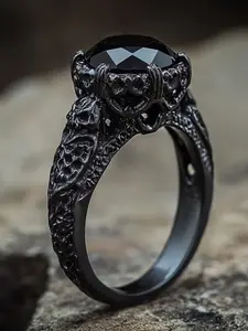 Unisex Gothic Punk Style Zircon Ring, Fashionable Wedding Engagement Party Jewelry Gift, Zinc Alloy Geometric Design, Statement Rings