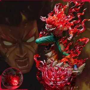 26cm N@ruto Might Guy Figure Ten Years of Shinobi Anime Action Figure With Light Immortal Sitting Pvc Model Collection Toy Gift