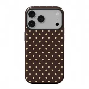 Brown Polka Dot iPhone Case for iPhone17 ProMax 16Pro 15 14 13 12 Samsung 25 Ultra plus 24 23 22 Dual-layer Protective Cover Soft Silicone Anti-scratch Cellphone Case