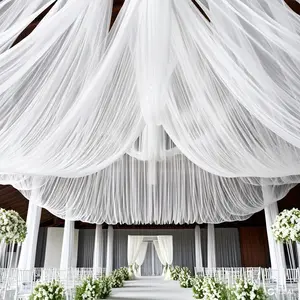 Large Chiffon Wedding Stage Ceiling Decoration, Elegant Sheer Fabric for Ceremonies and Receptions, Perfect for Weddings and Special Events