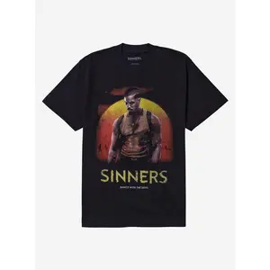 Sinners Poster T-Shirt, Dark Movie Graphic Tee, Vintage Poster Style Streetwear, Heavyweight Cotton Casual Unisex Top