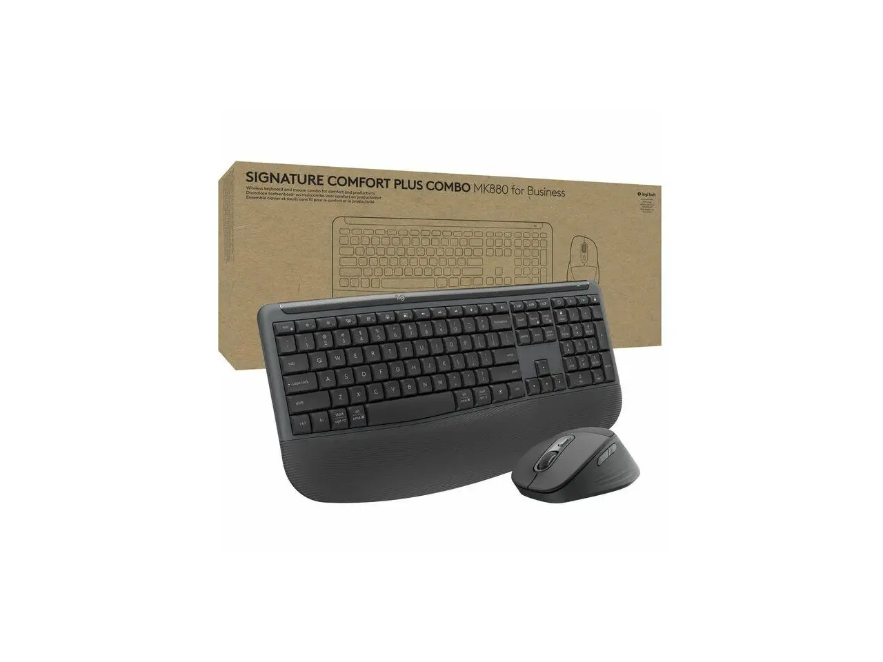 Logitech Signature Comfort Plus Combo MK880 for Business - Full-Size Wireless Keyboard and Mouse with Palm Rest - Silent Clicks - Secure Receiver - Bluetooth - 920-013971