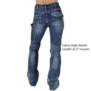 Wash Star Embroidery Mid Rise Bootcut Carpenter Jeans Womenswear Bottom