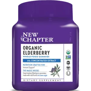 New Chapter Organic Elderberry Gummies for Adults - Vegan + 64x Concentrated Elderberry for Immune Support - 60ct