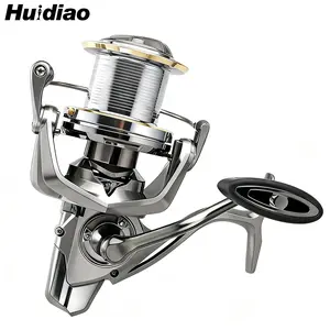 HUIDIAO NGK-II Heavy Duty Spinning Reel 8000-14000 Series Powerful Reel 25KG Max Drag 6+1BB Zero Play Fishing Reel for Long Distance Casting Ultra-Tough CNC Metal Spool/Handle for Surf & Offshore Fishing