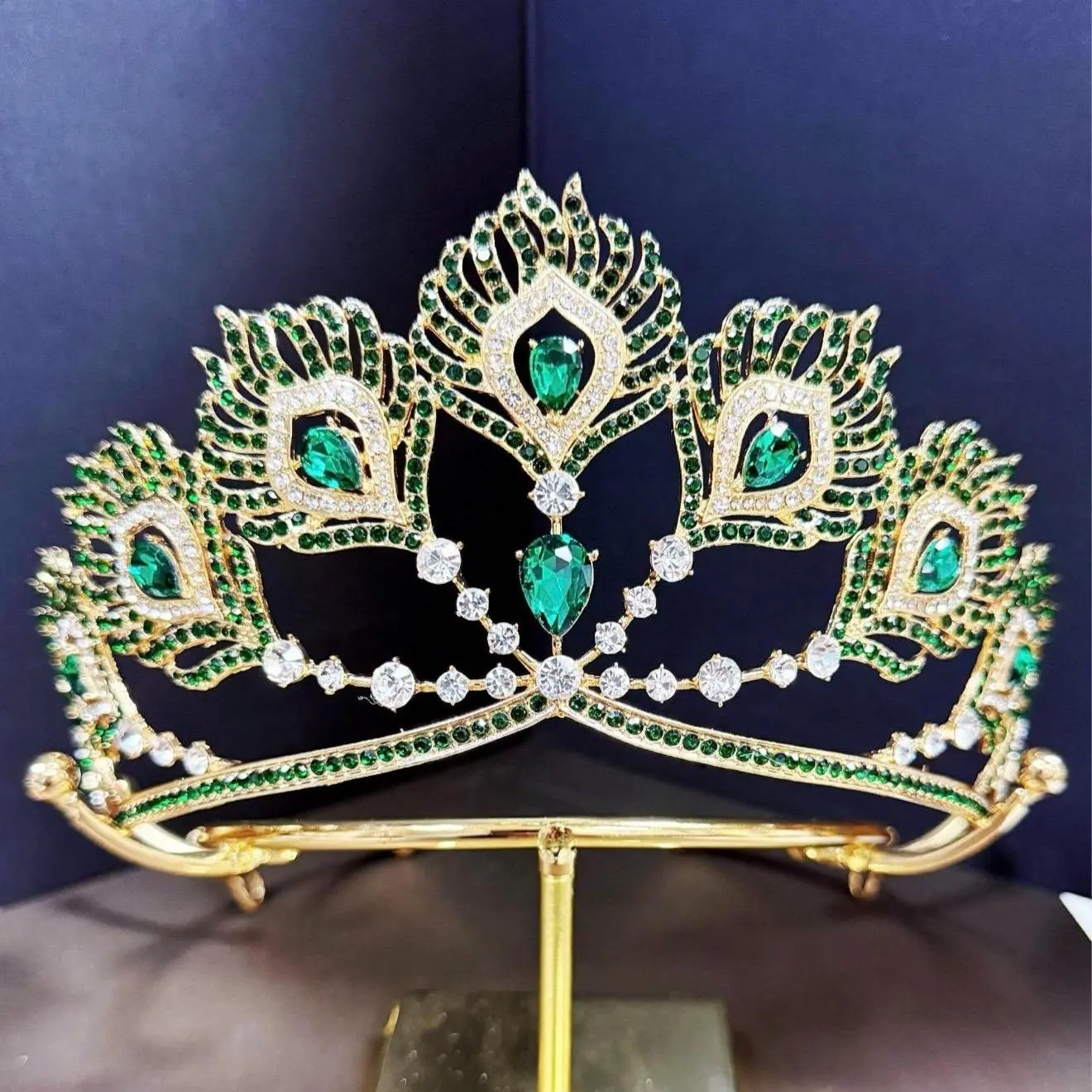 Queen Peacock Rhinestone Tiara - Women's Sparkling Fashion Crown, Hair Accessory for Halloween, Masquerade Party, Special Event, Festivals, New Year’s Party